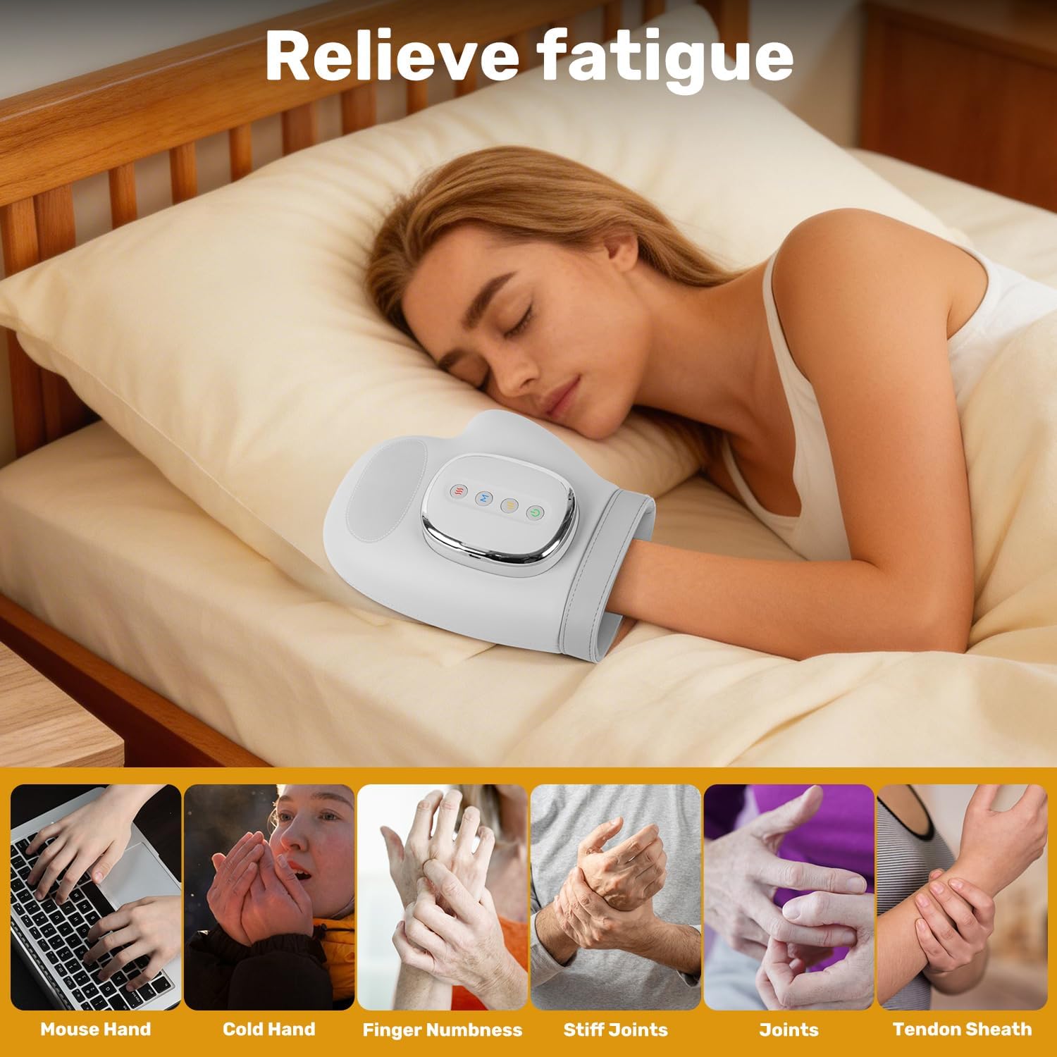 Health Wellness Massage - エアバッグ圧縮機能付きハンドマッサージャー、指・手首・手のひらマッサージ機、振動グローブ、手の筋肉リラックス用、男性女性へのギフト