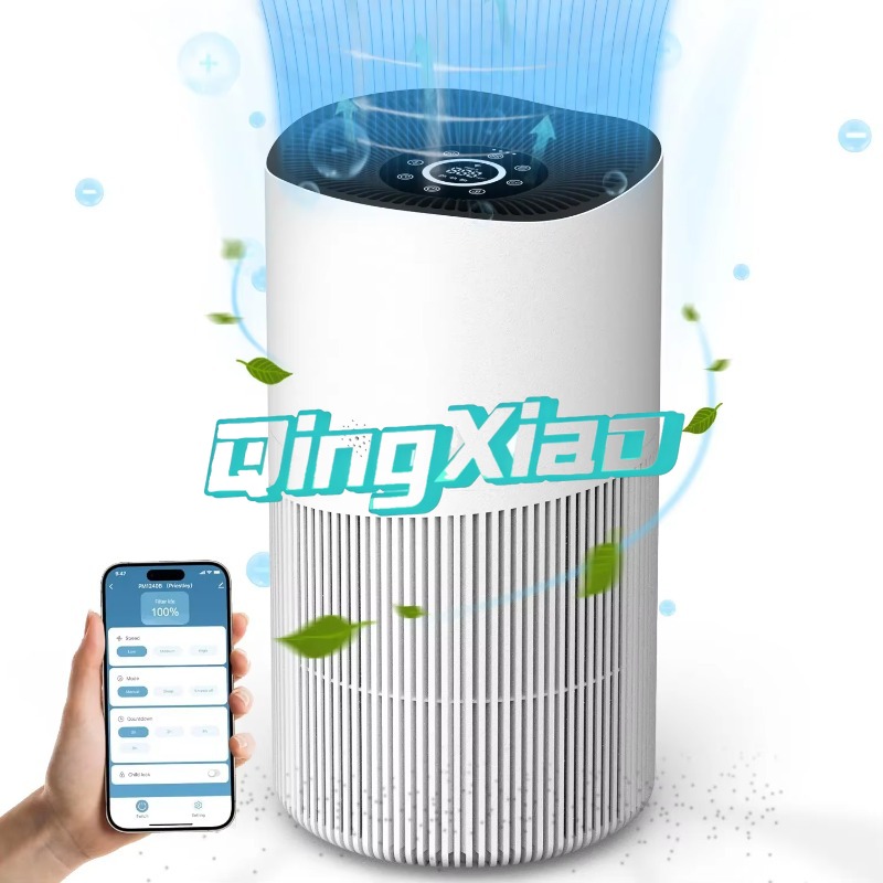 Air Purifier Hepa - スマートアプリ制御空気清浄機、煙の臭いを除去、マイナスイオン、静音室内空気清浄機、家庭用寝室用ギフト、HEPAフィルター