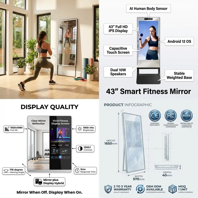 43インチのHDフィットネススマートミラーで、あなたの生活空 - Your Health Wellness のレビューと価格