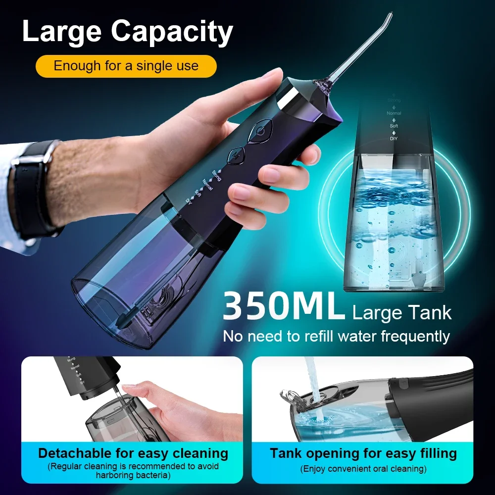 ポータブル充電式口腔洗浄器 4つの洗浄モード IP7防水 3 - Oral Irrigator Flosser のレビューと価格