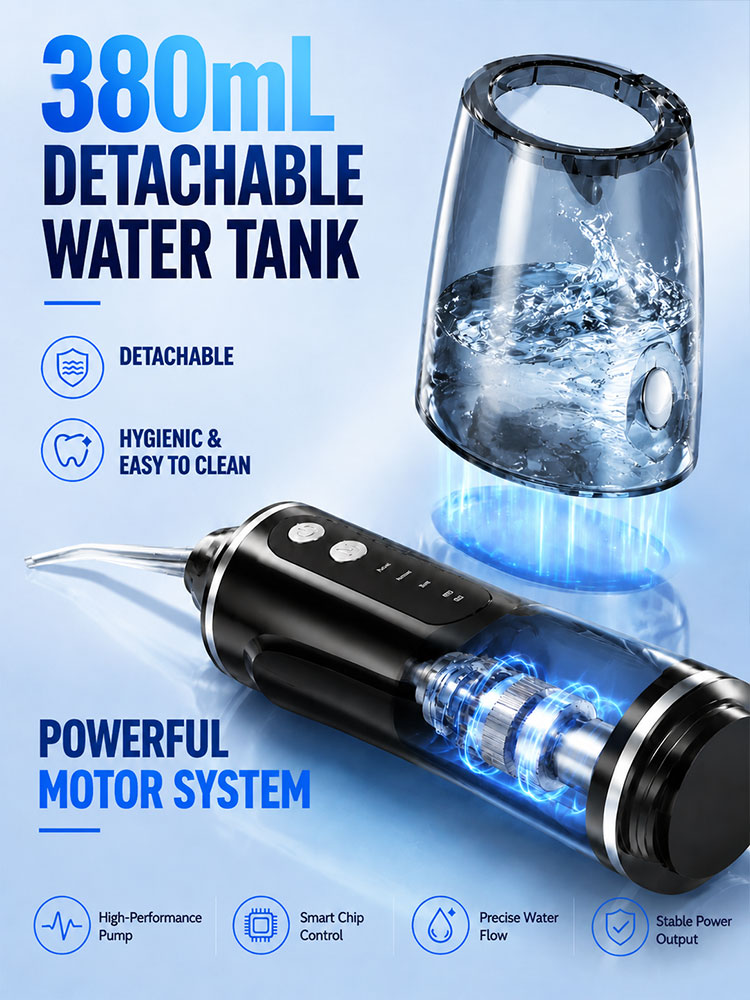 3つの洗浄モードを備えたポータブル口腔洗浄器、USB充電式ウ - Oral Irrigator Flosser のレビューと価格