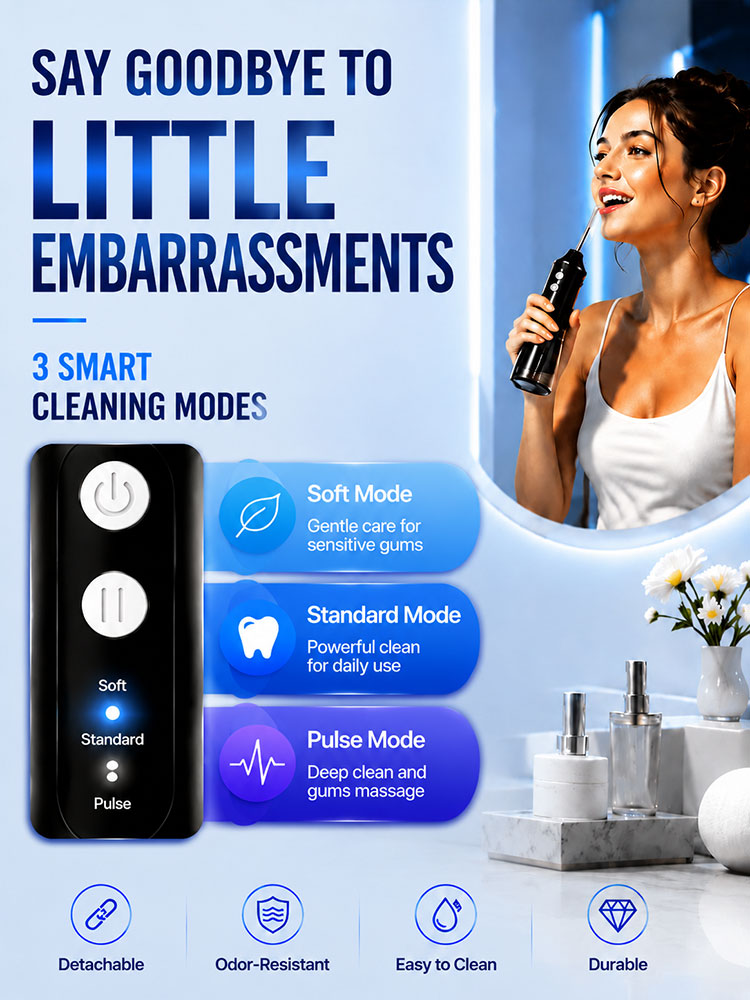 3つの洗浄モードを備えたポータブル口腔洗浄器、USB充電式ウ - Oral Irrigator Flosser のレビューと価格