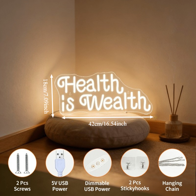 健康は富 ネオンサイン LED マーキーライト ホームジム装 - Health Wellness And Lifestyle のレビューと価格